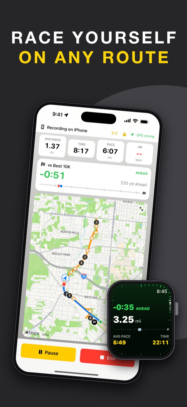 Live run racing your best 10K